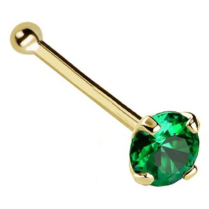 Jewelry Avalanche 22G 14K Gold Ball-end Nose Stud with Emerald Gemstone - 1 of 2