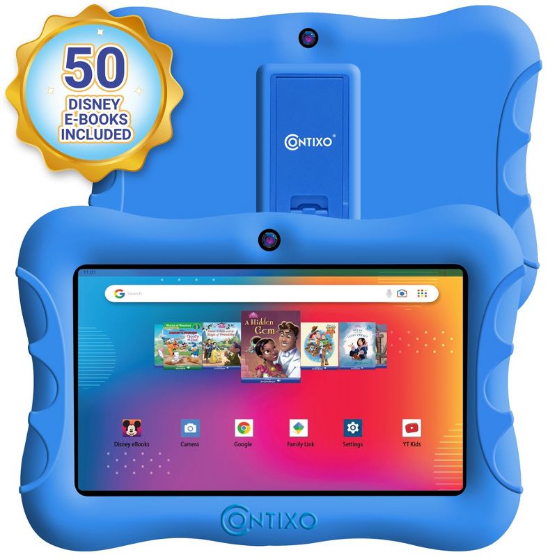 Contixo 7" Android Kids 32GB Tablet (2023 Model), Includes 50+ Disney Storybooks & Stickers, Protective Case with Kickstand, 1 of 21
