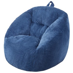 VEVOR Bean Bag Chair, 3 feet Bean Bag Chair with Soft Armrests and Storage Pocket, 25D Memory Foam Filled with Soft Teddy Velvet Cover, Blue - 1 of 4