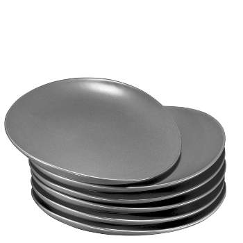 Bruntmor Appetizer Plates Elegant Matte Round Curved Ceramic Restaurant Christmas Dinner Plates, Set of 6
