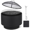 26-Inch Versatile Outdoor Fire Pit with Fire Poker, Mesh Lid, and Cooking Grate, Portable Patio Bonfire, Ideal for BBQs and Camping - 2 of 4