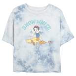 Junior's Snow White and the Seven Dwarves Distressed Woodland Animals Crop T-Shirt