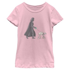 Girls Star Wars Darth Vader AT-AT Walking the Dog T Shirt - 1 of 4