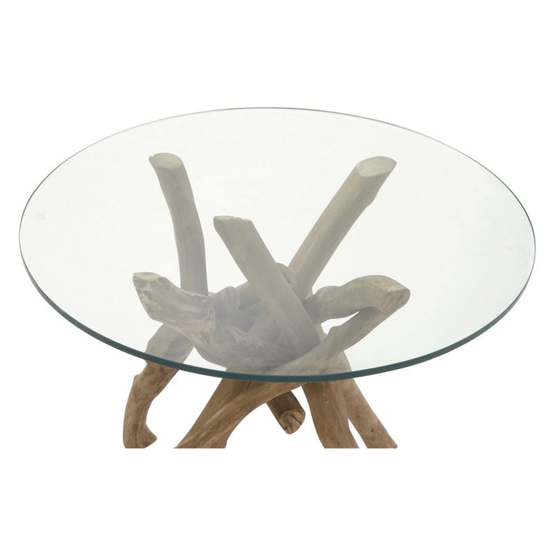 Log and Glass Round Accent Table Tan - Olivia & May, 4 of 20