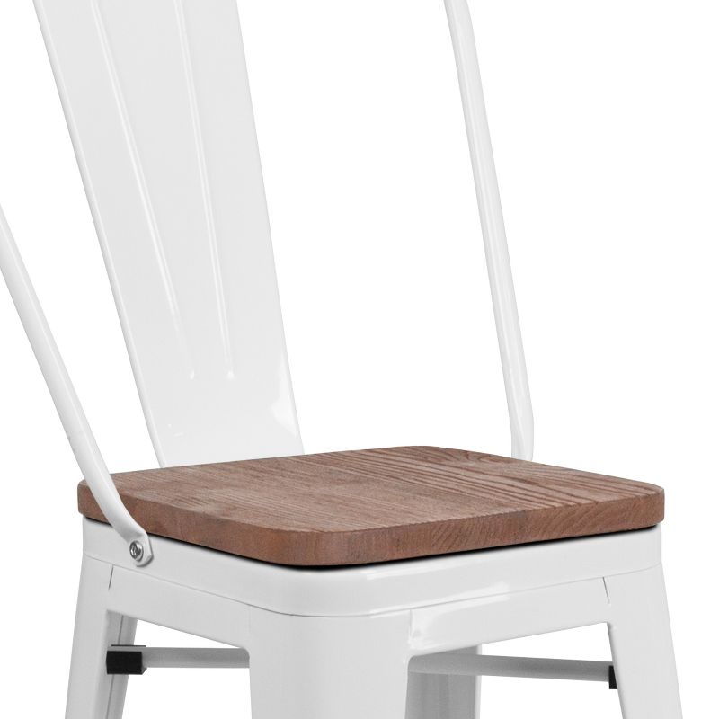 Emma and Oliver 24"H Metal Counter Height Stool with Back and Square Wood Seat, 6 of 13