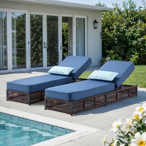 Buenhomino Outdoor Chaise Lounge Chairs with 5-inch Cushions, 5 Level Adjustable Backrest Recliner for Poolside Lounging or Patio Retreat - 1 of 4