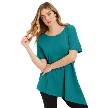 Women's Plus Size Lace Shirt Asymmetrical Blouse Short Sleeve Swing  TunicTops