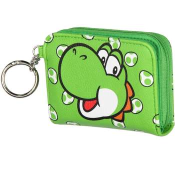 Super Mario Yoshi Compact Wallet With Snap Closure And Zipper Compartment Green