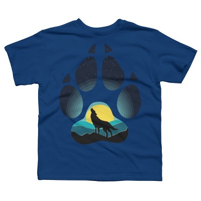 Boy's Design By Humans Wolf's paw. The wolf and the moon By ArtistDreams T-Shirt