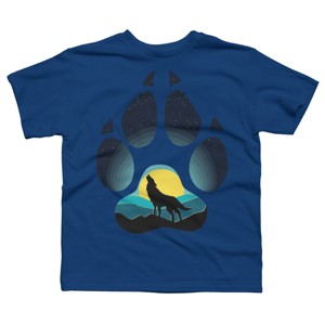 Boy's Design By Humans Wolf's paw. The wolf and the moon By ArtistDreams T-Shirt - 1 of 4