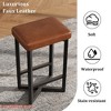 24" Bar Stools Set of 2/4 with Footrest, Counter Height Backless Barstools w/ Metal X-Frame, Upholstered PU Leather Seats, Modern Kitchen Stools - 3 of 4