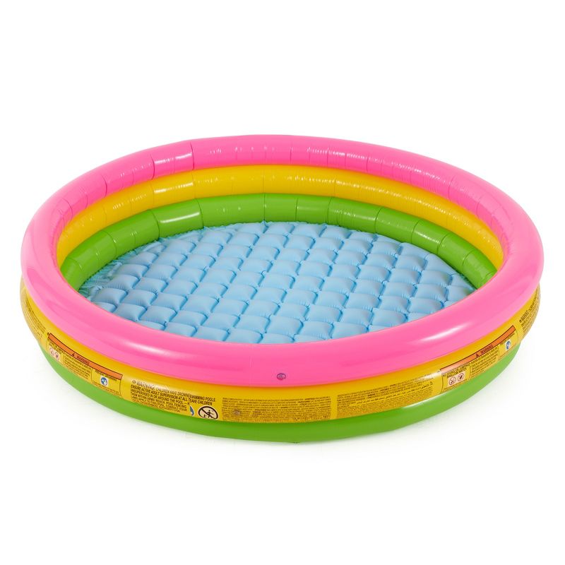 Intex 57422EP Sunset Glow 58" x 13" Inflatable Vinyl Toddler 3-Ring Colorful Backyard Kids Splash and Wade Pool for Children 2+ Years Old, Multicolor, 1 of 7