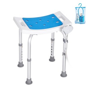 VEVOR Shower Chair, Adjustable Height Shower Stool, Non-Slip Bench Bathtub Stool Seat for Elderly Disabled Handicap, 350 LBS Capacity,White+Black - 1 of 4