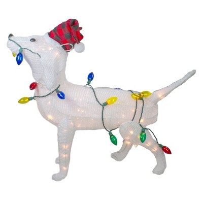 Northlight 34" White Lighted 3D Standing Dog Christmas Outdoor Decoration