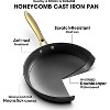 Imarku Professional Cast Iron Skillets with Lid, 2Pcs - 10&12 Inch Non Stick Frying Pans, Honeycomb Even Heat Conduction, Dishwasher Safe, Free-PFOA - 4 of 4