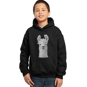 LA Pop Art Boy's Word Art Hooded Sweatshirt - Llama - 1 of 4