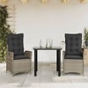 vidaXL Patio Dining Set with Cushions Garden Table and Chairs Poly Rattan - 31.5" x 31.5" x 29.1" Without footrest 2 Items - 2 of 4