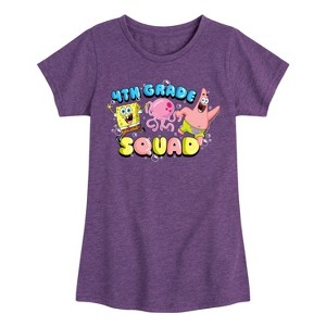 Girls' - SpongeBob SquarePants - 4th Grade Squad Fitted Short Sleeve Graphic T-Shirt - 1 of 4