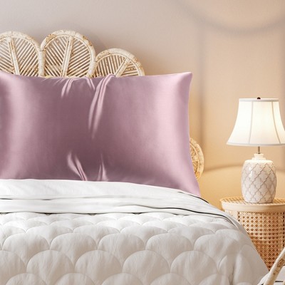 1 Pc Queen 100% Natural Silk Zipper Closure Pillowcase Mauve - PiccoCasa