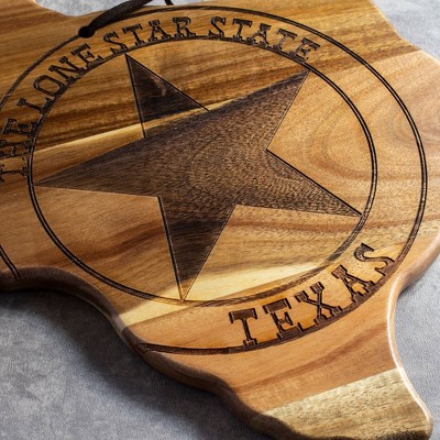 Texas State Shaped Acacia Wood Cutting Board and Charcuterie Tray