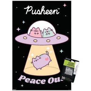 Trends International Pusheen: Pastel Pusheens - Peace Out UFO Unframed Wall Poster Prints - 1 of 4