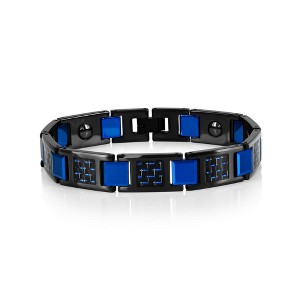 Metallo Magnetic Tungsten, Carbon Fiber Bracelet - Blue Plated - Blue - 8.5 Inch - 1 of 3