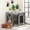 Dog Crate Furniture with Sliding Barn Door, 37''Dog Cage Furniture, Wooden Dog Kennel End Table with Detachable Divider, Indoor Puppy Kennel - 4 of 4