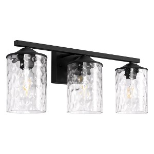 YANSUN 24 in. 3-Light Matte Black Modern Vanity Light with Clear Cylinder Glass Shades, 60W Dimmable, Damp Rated for Bathroom - 1 of 1