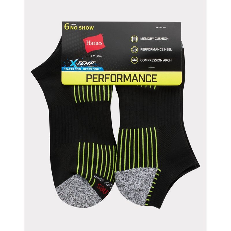Hanes Premium Men's Performance Filament No Show Socks 6pk - 6-12, 3 of 4