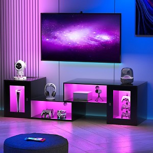 Deformable LED TV Stand with Power Outlets & USB Ports, Gaming Entertainment Center for 55-70 Inch TVs, Storage Cabinet for Living Room & Bedroom Black/Brown/White - 1 of 4