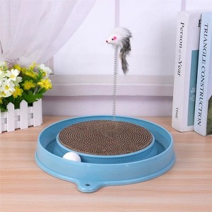 Multi-functional cat scratching board with ball track  with spring and ball, anti-scratch furniture artifacts must-have for cat-owning families Blue - 1 of 4