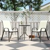Resenkos 3 Pieces Bistro Set, Small Patio Furniture Set with Stackable Chairs and Glass Table for Backyard, Balcony, Beige - 2 of 4