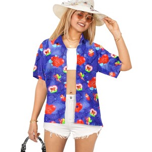 LA LEELA Women's Casual Beach Hawaiian Blouses Shirt Hawaii Blouse Short Sleeve Dress Tops Tee Button Down Summer Shirts for Women - 1 of 4