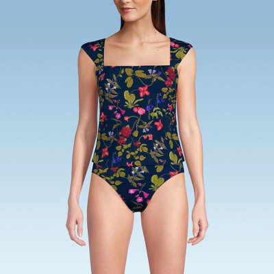 Lands' End Womens Square Neck Underwire Square Back Tankini Swimsuit Top