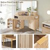 SinCiDo Corner Dressing Table w/Mirror and Lights, Fluted Vanity w/Glass Top, Three-Panel Mirror, Charging Port, 3 Drawers & 2 Cabinets - 4 of 4