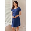 Ekouaer Nursing Nightown Labor and Delivery Gown for Hospital Pleated Breastfeeding Dress Short Sleeve Maternity Sleepwear Navy Blue L - 3 of 4