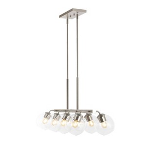 33.5" 8-Light Julian Farmhouse Bohemian Iron/Glass Linear LED Pendant - JONATHAN Y - 1 of 4