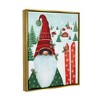 Stupell Industries Gnome Skiing Winter Slopes Black Floater Framed Canvas Wall Art - 3 of 4