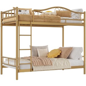 Bunk Bed Twin Over Twin, Twin Bunk Bed with Ladde & Full-Length Guardrails, Heavy Duty Metal 400 LBS Weight Capacity - 1 of 4