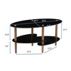 Sapphtopaz Modern Oval Coffee Table 3-layer Glass Coffee Bar with Storage Rack for Living Room, Bedroom - 2 of 4