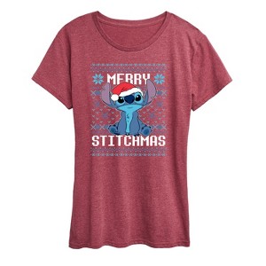 Women's - Lilo and Stitch - Merry Stitchmas Christmas Short Sleeve Graphic T-Shirt - 1 of 4