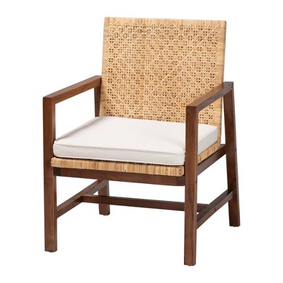 Lovina Light Honey Rattan and Acacia Wood Arm Chair