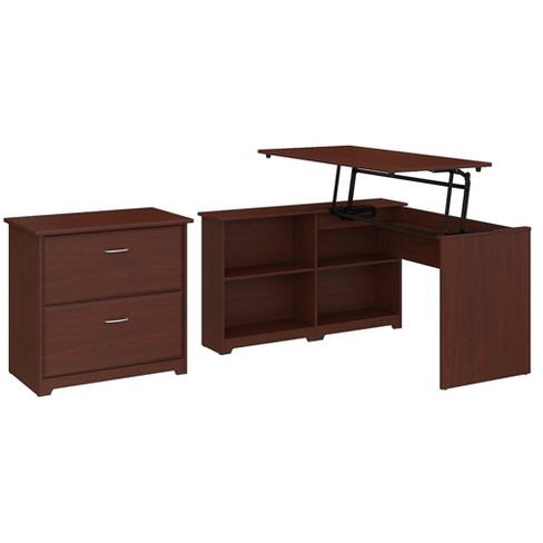 Bush Furniture 52w 3 Position Corner Bookshelf Desk W Lateral File Cabinet Cherry Cab056hvc Target