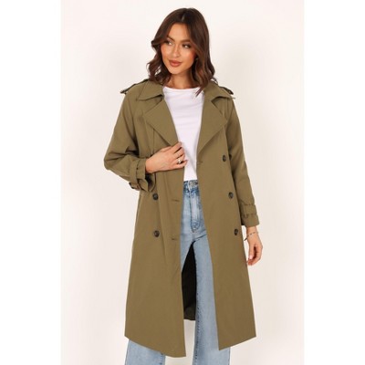 Petal And Pup Trina Button Front Trench Coat - Olive Xs : Target