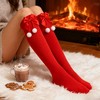 BABYYER Christmas Thigh High Stockings, Red Pompom Long Socks, Breathable and Soft for Xmas New Year Holiday Decorations (1 Pcs One size) - 3 of 4