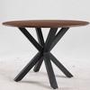 Dining Table, Mid Century Modern Kitchen Table For 4-6 People With Round MDF Table Top & Cross Metal Legs, Leisure Coffee Table - 3 of 4