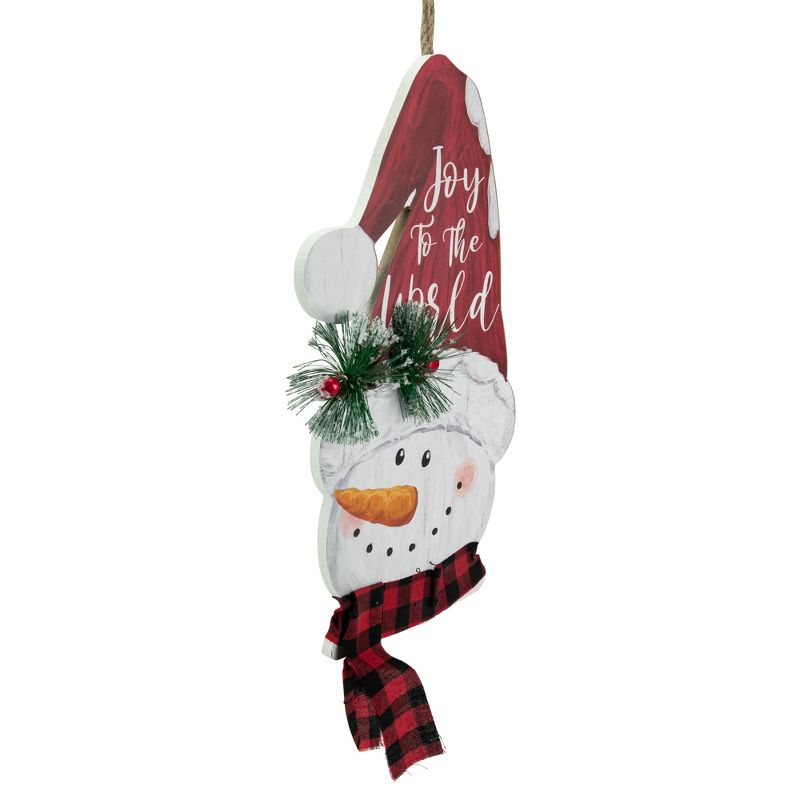 Northlight 16.5" Joy to the World Snowman in Santa Hat Christmas Wall Decoration, 5 of 6