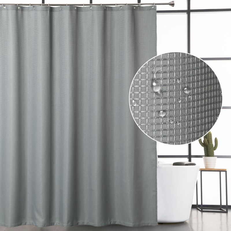 Waffle Fabric Shower Curtain for Bathroom, 1 of 5