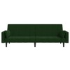 vidaXL Dark Green Velvet 2-Seater Sofa Bed/Loveseat - Convertible Guest Bed with Two Pillows - Living Room, Office, Studio Furniture - 4 of 4