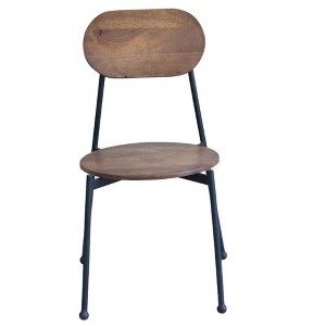 HomeRoots Set of Two Brown And Black Metal and Wood King Louis Back Dining Side Chairs - 1 of 4